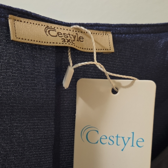 Chic Women's Navy Blouse - Picture 2 of 3